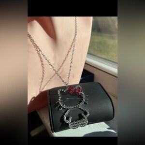 Hello kitty bow on ears necklace with swarovski elements